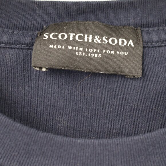 Scotch & Soda Shirt Men Small Blue butterfly print Cotton Short Sleeve Crew Neck - Picture 2 of 12